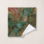 Résumé de pierre rouge, noire et turquoise (Gant de toilette)