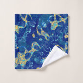 Résumé graphique en points bleu et jaune de la mar (Gant de toilette)