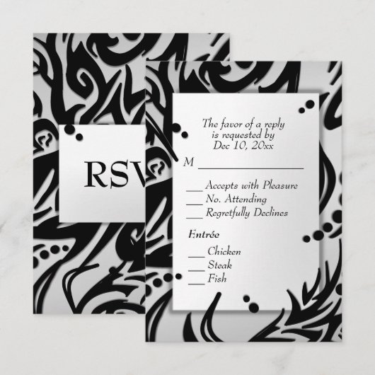 Résumé Tribal Argent avec Menu RSVP (Devant / Derrière)