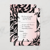 Résumé Tribal noir et rose avec Menu RSVP (Devant / Derrière)