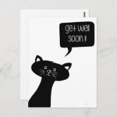 Rétablissez-vous vite ! Carte postale de chat noir (Devant / Derrière)