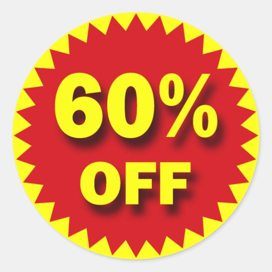 RETAIL SALE BADGE - 60% KORTING RONDE STICKER (Voorkant)
