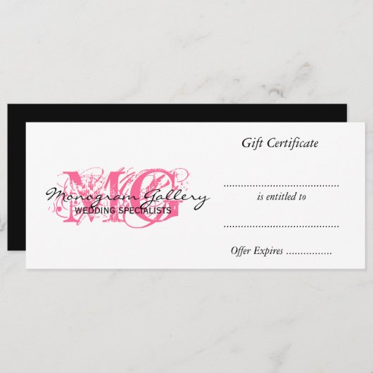 Retailhandel Cadeaubon Roze Monogram (Voorkant / Achterkant)