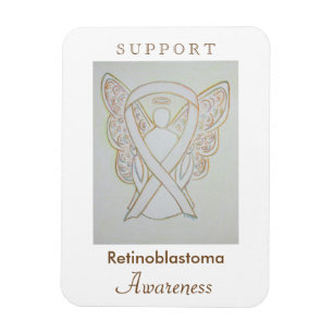 Retinoblastoma White Awareness Ribbon Angel Magnet Magneet