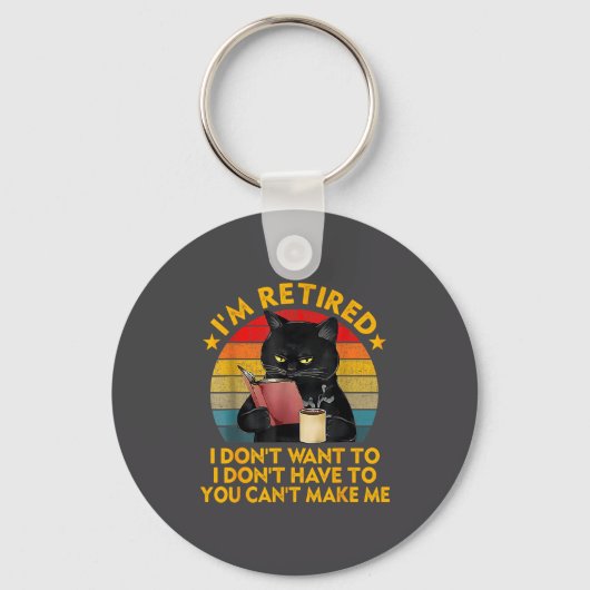 Retired Black Cat Coffee Funny Retirement 2026 Wom Sleutelhanger (Voorkant)
