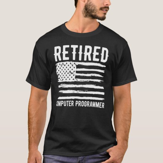 Retired Computer Programmer Profession American Fl T-shirt (Voorkant)