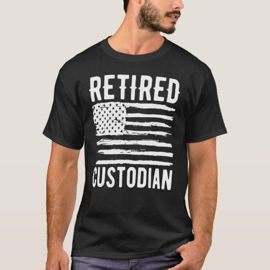 Retired Custodian Profession American Flag T-shirt (Voorkant)