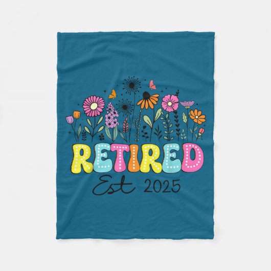 Retired Est 2025 Boho Floral Retirement Retire Tea Fleece Deken (Voorkant)