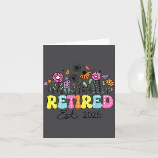 Retired Est 2025 Boho Floral Retirement Retire Tea Kaart (Voorkant)