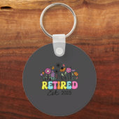 Retired Est 2025 Boho Floral Retirement Retire Tea Sleutelhanger (Voorkant)