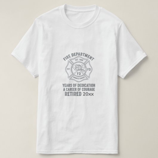 Retired Firefighter T-Shirt with Custom Years (Design devant)