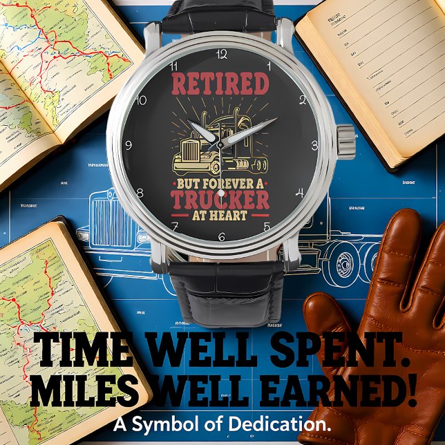 Retired, Forever A Trucker At Heart Horloge (Creator heeft geüpload)