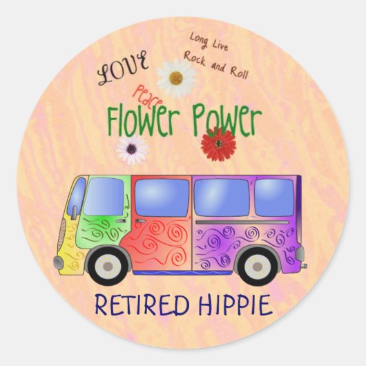RETIRED HIPPIE-sticker Ronde Sticker (Voorkant)