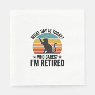 Retired Kat Vintage Zonsondergang Funny Quote T-sh Servet