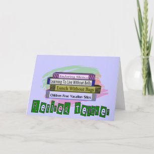 Retired Teacher (Funny Stack of Books Design) Kaart