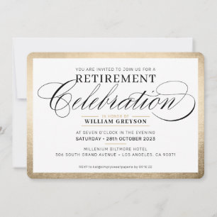 RETIREERINGSCELEBRATIE DINER elegant goud zwart Kaart