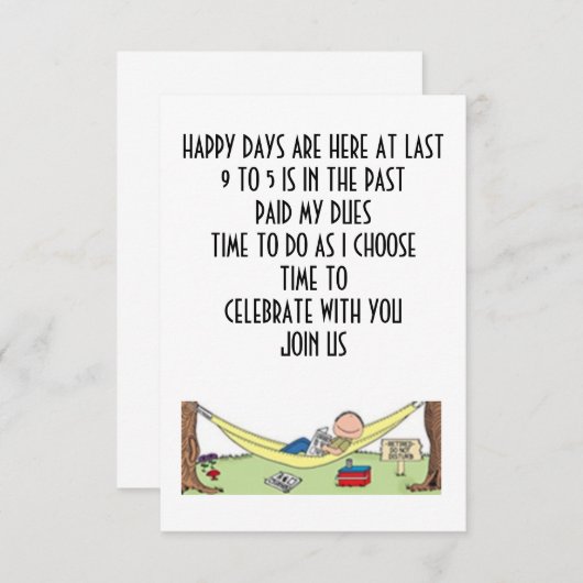 RETIREMENT BETEKENT DAT U MET U-INVITATIE BENUT KAART (Voorkant / Achterkant)