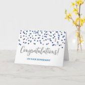 Retirement Congratulations Blue Silver Confetti Kaart (Gele Bloem)
