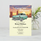 Retirement cruising klassieke retro auto stadsfees kaart (Staand voorkant)