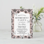 Retirement Damask Blush Pink Glitter Butterfly Kaart (Staand voorkant)