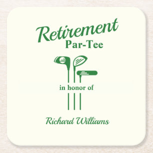 Retirement Golf Clubs Thema Par T-shirt Vierkante Kartonnen Onderzetter