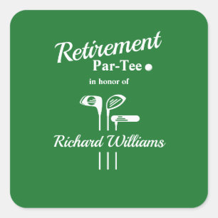 Retirement Golf Clubs Thema Par T-shirt Vierkante Sticker