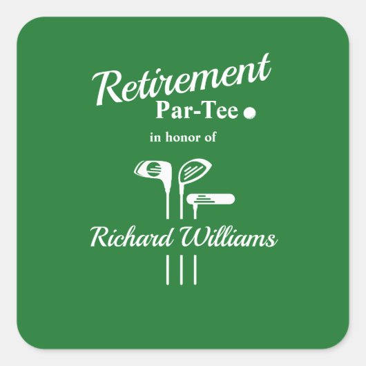 Retirement Golf Clubs Thema Par T-shirt Vierkante Sticker (Voorkant)