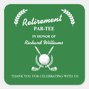 Retirement Golf Clubs Wreath Theme Party Vierkante Sticker
