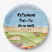 Retirement Golf Course by the Beach Invitation Papieren Bordje (Voorkant)