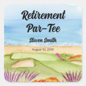 Retirement Golf Course by the Beach Invitation Vierkante Sticker (Voorkant)