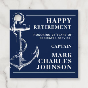 Retirement Navy Anchor Bedankjes Labels