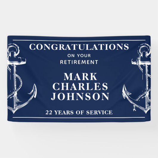 Retirement Navy Anchor Spandoek (Horizontaal)