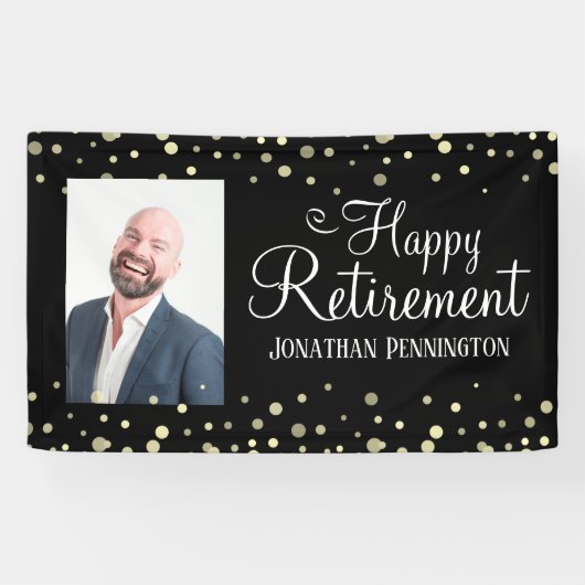 Retirement One Photo Fun Confetti Spandoek (Horizontaal)