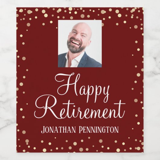 Retirement One Photo Fun Confetti Wijn Etiket (Enkel label)