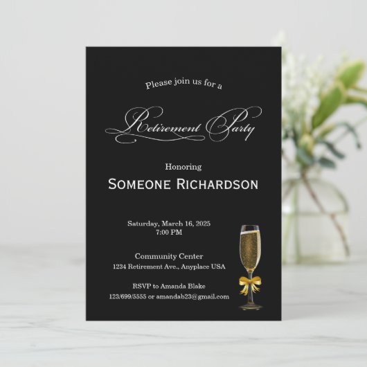 Retirement Party Announcement with Champagne Kaart (Staand voorkant)
