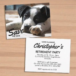 Retirement Party Replaceable Photo Save The Date Aankondigingskaart