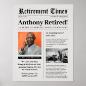 Retirement Times Newspaper Poster for Framed Gift (Devant)