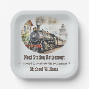 Retirement Travel Thema Party Trein Volgend Statio Papieren Bordje