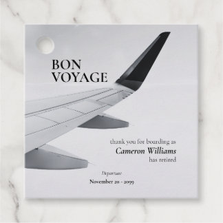 Retirement Travel Theme Modern Plane Bon Voyage Bedankjes Labels