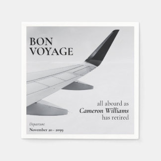 Retirement Travel Theme Modern Plane Bon Voyage Servet