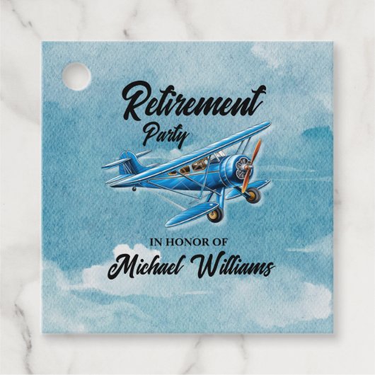 Retirement Travel Theme Party Plane Bedankjes Labels (Voorkant)