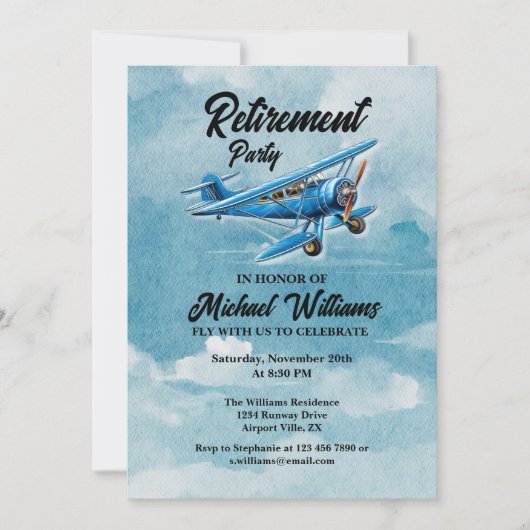 Retirement Travel Theme Party Plane Kaart (Voorkant)