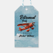 Retirement Travel Theme Party Red Plane  Cadeaulabel (Achterkant)