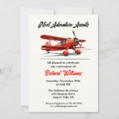 Retirement Travel Theme Party Red Plane Kaart (Voorkant)