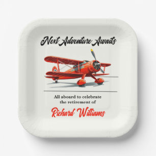Retirement Travel Theme Party Red Plane  Papieren Bordje