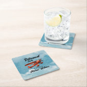 Retirement Travel Theme Party Red Plane  Vierkante Kartonnen Onderzetter (Insitu)