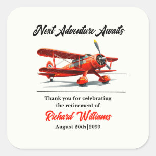 Retirement Travel Theme Party Red Plane Vierkante Sticker