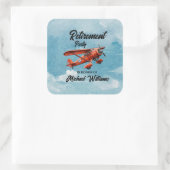 Retirement Travel Theme Party Red Plane Vierkante Sticker (Tas)