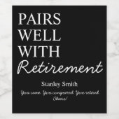 Retirement Wine Label – Cheers & Congrats Wijn Etiket (Enkel label)