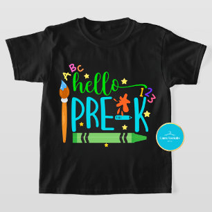 Retour à la chemise scolaire Bonjour T-shirt pré